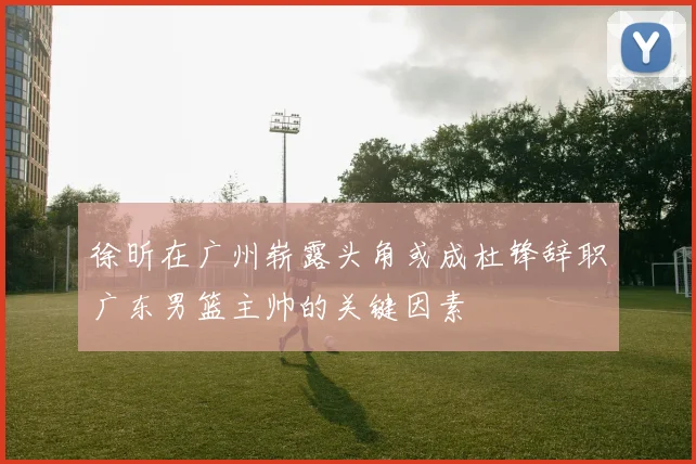 徐昕在广州崭露头角或成杜锋辞职广东男篮主帅的关键因素